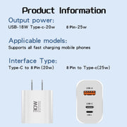 PD30W USB-C / Type-C + 8 Pin + USB-A Reverse Charger Suitable for iPhone Series(US Plug)