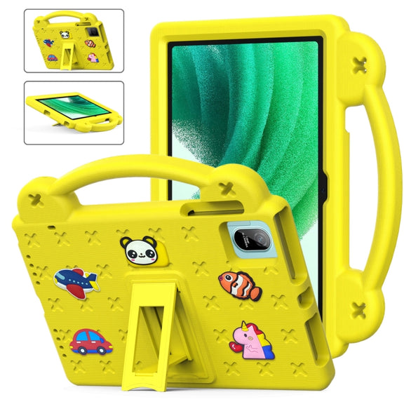 For Blackview Oscal Pad 15 2023 / Tab 11 Handle Kickstand Children EVA Shockproof Tablet Case(Yellow)