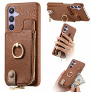 For Samsung Galaxy S24+ 5G Litchi Leather Oil Edge Ring Zipper Wallet Back Phone Case(Brown)