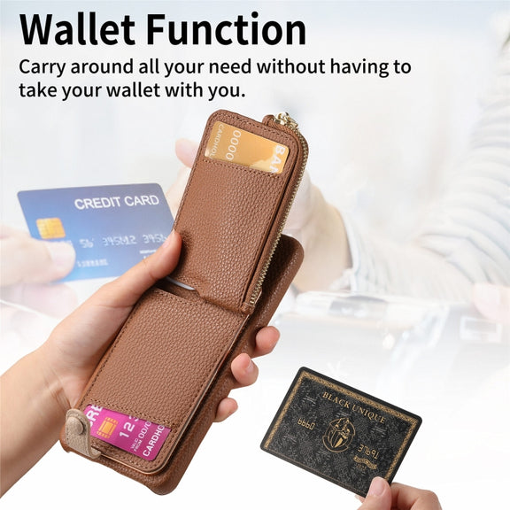 For Samsung Galaxy S24+ 5G Litchi Leather Oil Edge Ring Zipper Wallet Back Phone Case(Brown)
