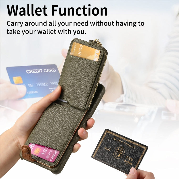 For Samsung Galaxy S24 5G Litchi Leather Oil Edge Ring Zipper Wallet Back Phone Case(Green)