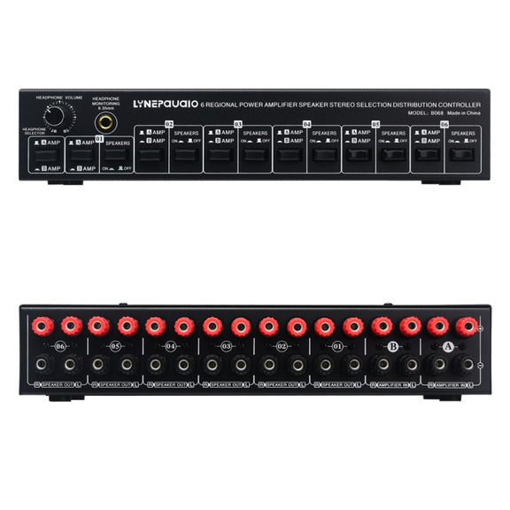 B06 82 In 6 Out Power Amplifier Speaker Selector 6 Region Stereo Speaker Switcher