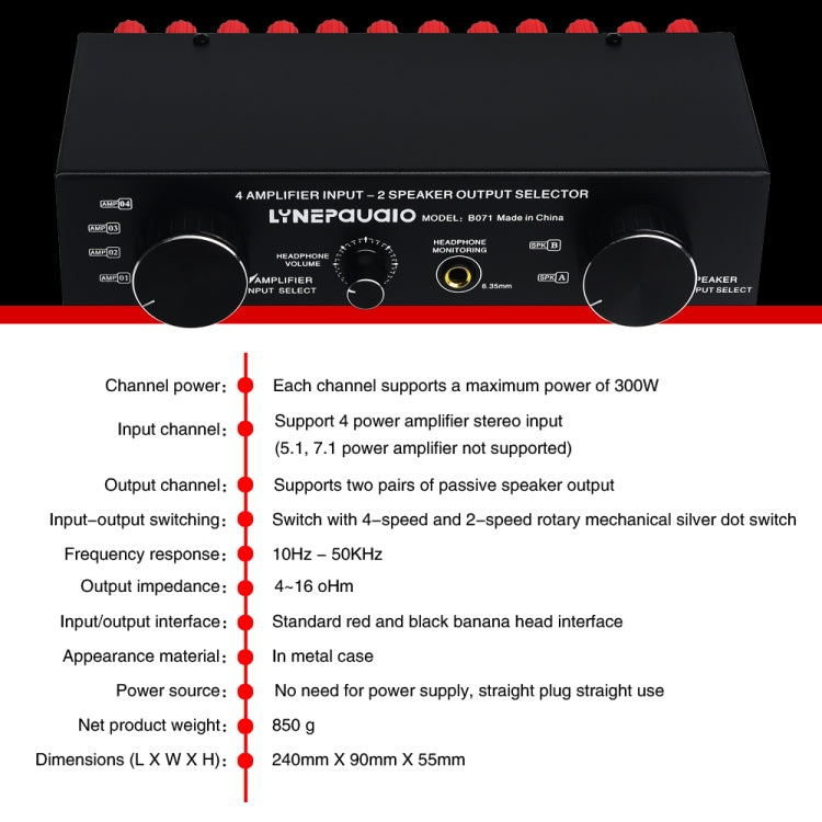 B071 4 Input 2 Output or 2 In 4 Out Power Amplifier Speaker Selector Switcher