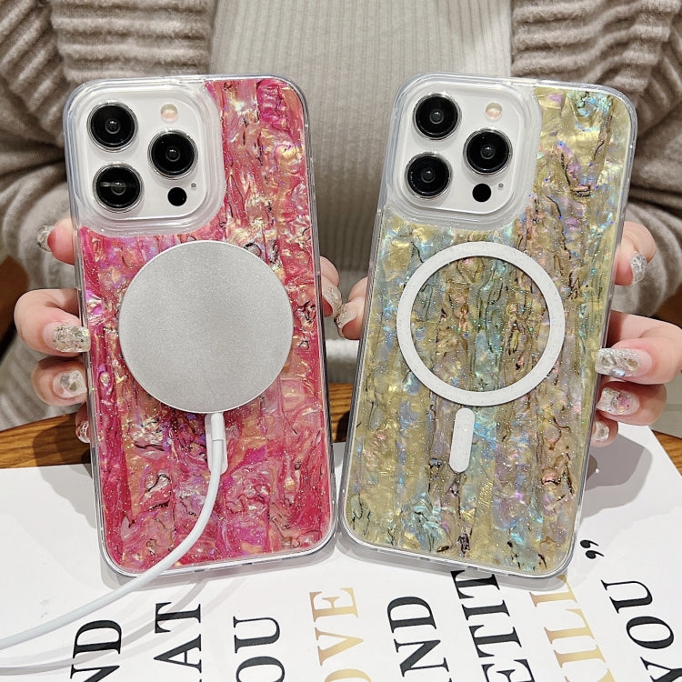 For iPhone 15 Shell Texture Multicolor MagSafe TPU Phone Case(Silver Gray)