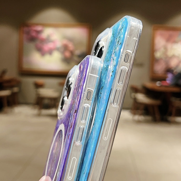 For iPhone 14 Pro Max Shell Texture Multicolor MagSafe TPU Phone Case(Purple)