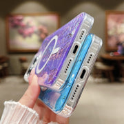 For iPhone 14 Plus Shell Texture Multicolor MagSafe TPU Phone Case(Peacock Blue)