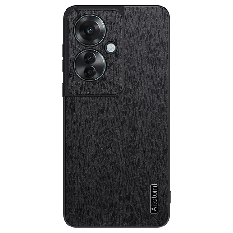For OPPO Reno11 F Tree Bark Leather Shockproof Phone Case(Black)