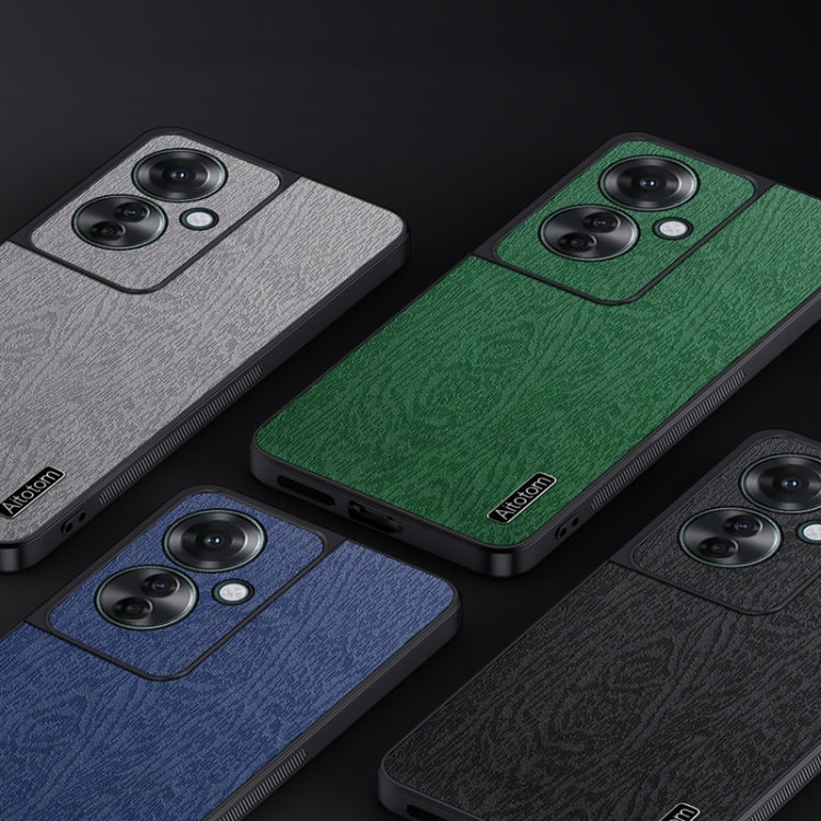 For OPPO Reno11 F Tree Bark Leather Shockproof Phone Case(Black)