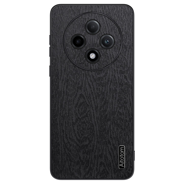 For OPPO A3 Pro Tree Bark Leather Shockproof Phone Case(Black)