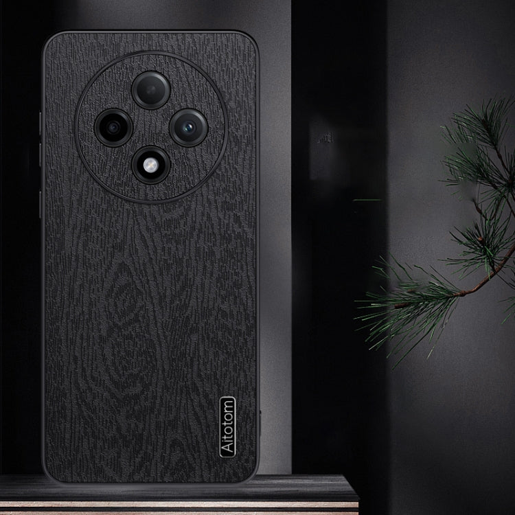 For OPPO A3 Pro Tree Bark Leather Shockproof Phone Case(Black)