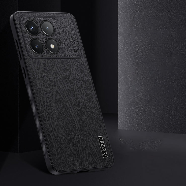 For Xiaomi Redmi K70 Tree Bark Leather Shockproof Phone Case(Black)