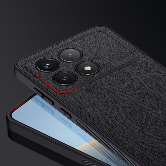For Xiaomi Redmi K70 Tree Bark Leather Shockproof Phone Case(Grey)