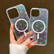 For iPhone 13 Laser Love MagSafe TPU Phone Case(Transparent)