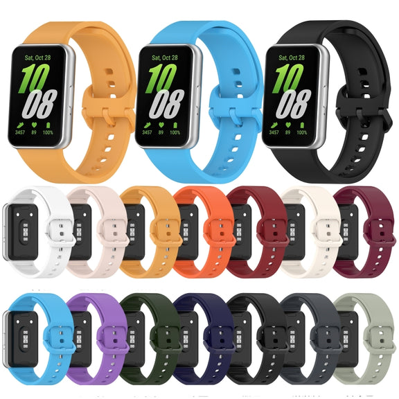 For Samsung Galaxy Fit 3 Solid Color Colorful Buckle Silicone Watch Band(Purple)