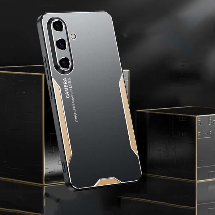 For Samsung Galaxy S25 5G Blade Series TPU Hybrid Metal Phone Case(Gold)