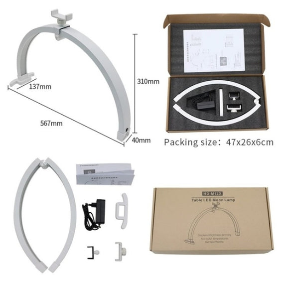 M12X Foldable LED Half Moon Lamp Touch Control Nail Art Lamp, Length: 56cm(AU Plug)