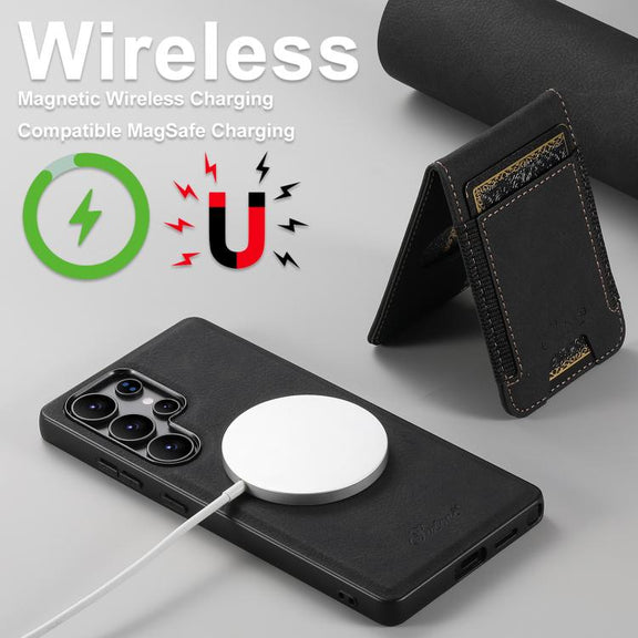 For Samsung Galaxy S25 5G Suteni H17 Litchi Texture Leather MagSafe Detachable Wallet Phone Case(Black)