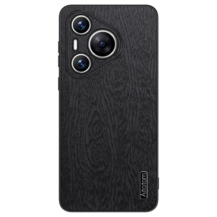 For Huawei Pura 70 Tree Bark Leather Shockproof Phone Case(Black)