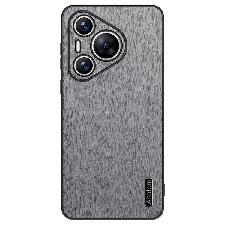 For Huawei Pura 70 Tree Bark Leather Shockproof Phone Case(Grey)