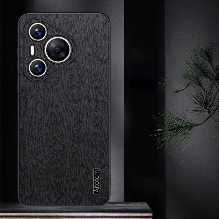 For Huawei Pura 70 Tree Bark Leather Shockproof Phone Case(Grey)