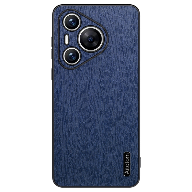 For Huawei Pura 70 Tree Bark Leather Shockproof Phone Case(Blue)
