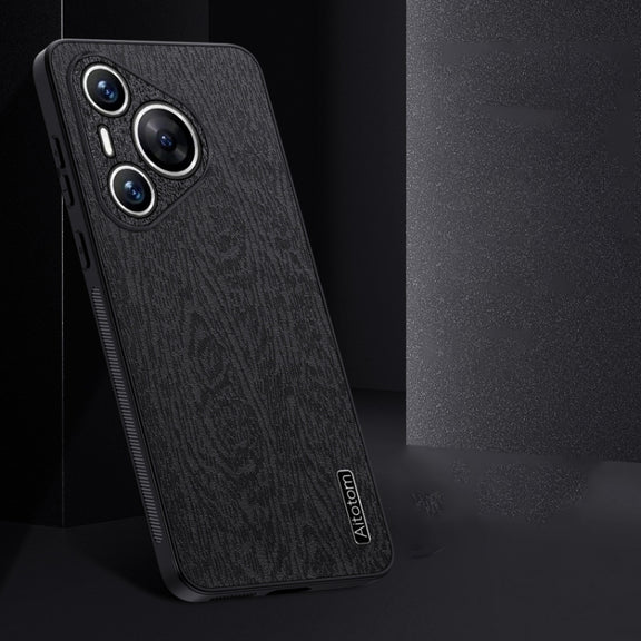 For Huawei Pura 70 Tree Bark Leather Shockproof Phone Case(Blue)