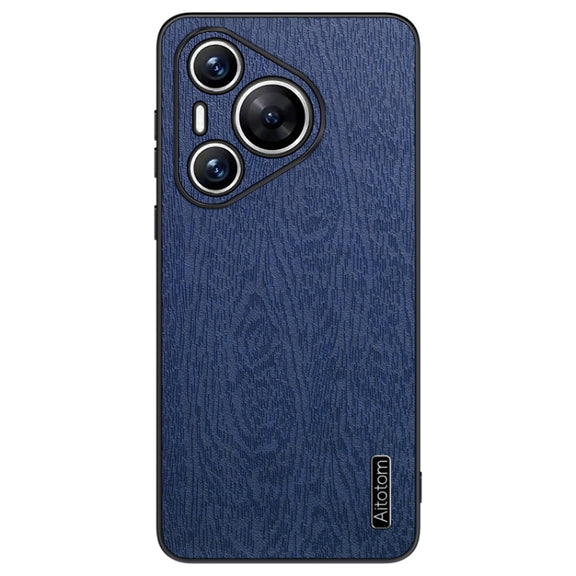 For Huawei Pura 70 Tree Bark Leather Shockproof Phone Case(Blue)