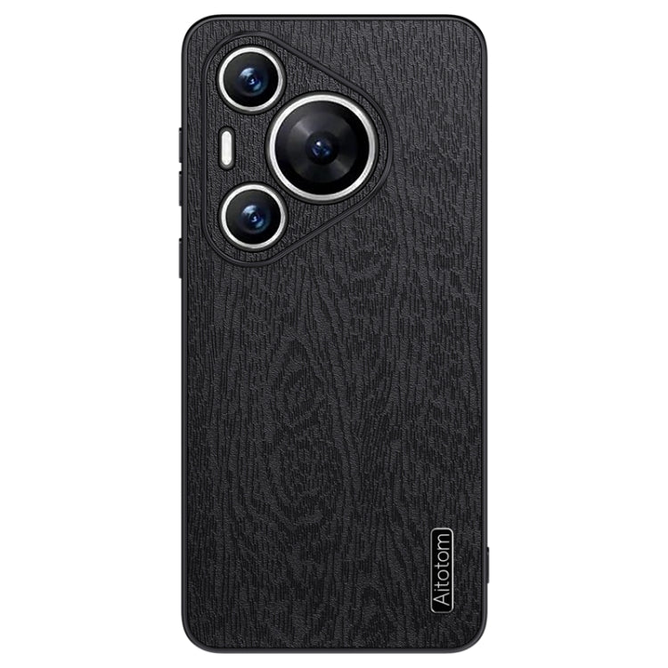 For Huawei Pura 70 Pro Tree Bark Leather Shockproof Phone Case(Black)