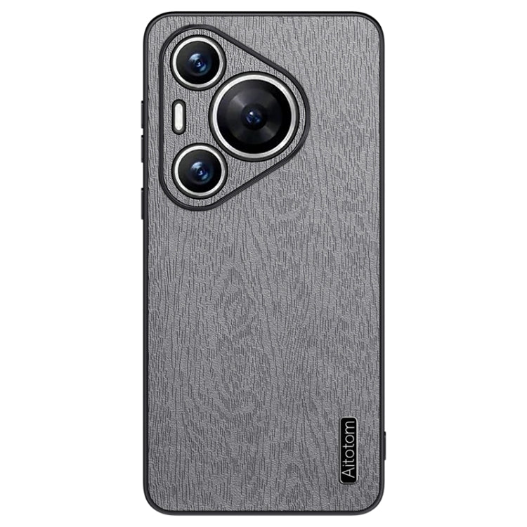 For Huawei Pura 70 Pro Tree Bark Leather Shockproof Phone Case(Grey)