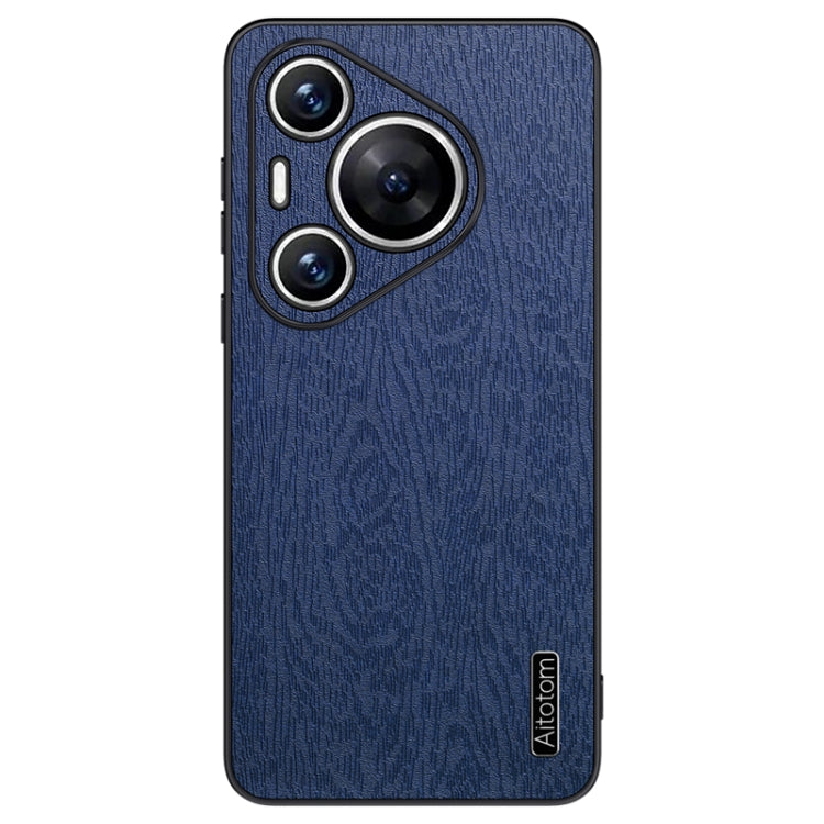 For Huawei Pura 70 Pro Tree Bark Leather Shockproof Phone Case(Blue)