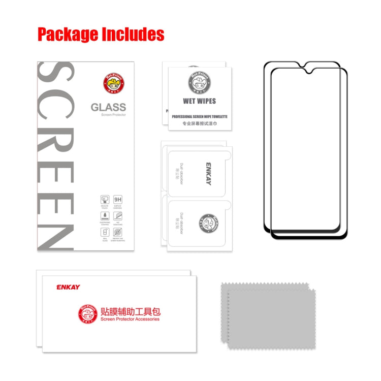 For Tecno Spark 9 Pro 2pcs ENKAY Full Glue High Aluminum-silicon Tempered Glass Film