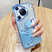 For Huawei Pura 70 Pro Gradient Glitter Immortal Flower Ring All-inclusive Phone Case(Purple)