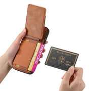 For iPhone 16 Pro Carbon Fiber Vertical Flip Wallet Stand Phone Case(Brown)