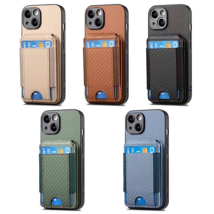For iPhone 16 Pro Carbon Fiber Vertical Flip Wallet Stand Phone Case(Blue)