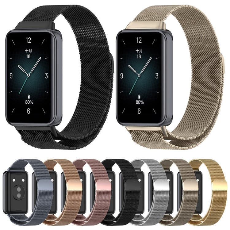 For Honor Band 9 Milan Magnetic Steel Mesh Watch Band(Rose Gold)