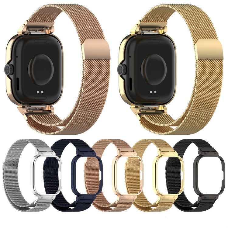 For CMF Watch Pro D395 Metal Frame + Milanese Integrated Magnetic Watch Band(Gold)