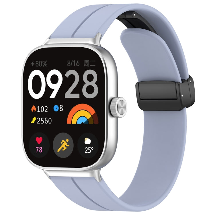 For Xiaomi Smart Band 9 Pro / 8 Pro Groove Folding Magnetic Buckle Silicone Watch Band(Light Blue)