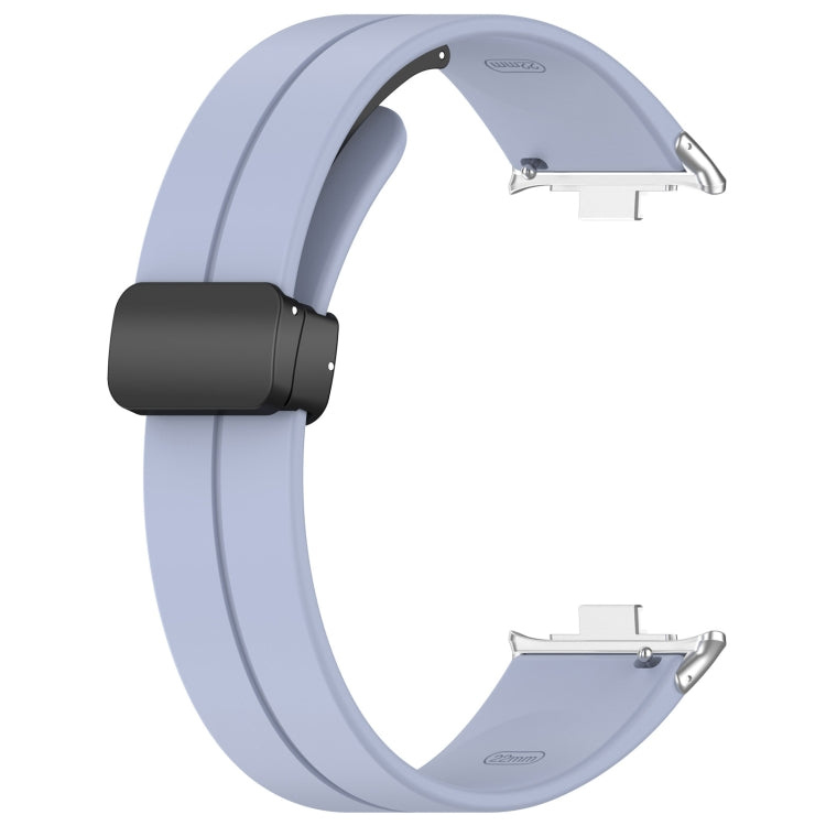 For Xiaomi Smart Band 9 Pro / 8 Pro Groove Folding Magnetic Buckle Silicone Watch Band(Light Blue)