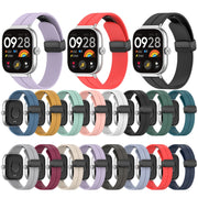 For Redmi Watch 4 Groove Folding Magnetic Buckle Silicone Watch Band(Cyan)