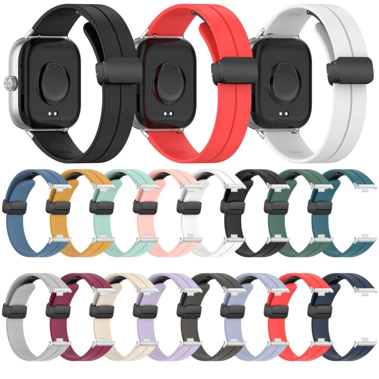 For Redmi Watch 4 / Watch 5 Groove Folding Magnetic Buckle Silicone Watch Band(Red)