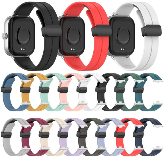 For Redmi Watch 4 Groove Folding Magnetic Buckle Silicone Watch Band(Dark Gray)