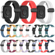For Redmi Watch 4 Groove Folding Magnetic Buckle Silicone Watch Band(Light Gray)