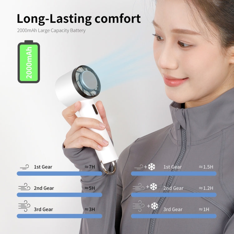 ENKAY Hat-Prince Handheld Mini Portable Cold Compress Cooling Fan(White)