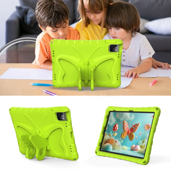 For iPad Air 11 2025 / 2024 Butterfly Bracket EVA Shockproof Tablet Case(Grass Green)