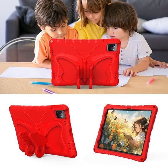 For iPad Air 11 2024 Butterfly Bracket EVA Shockproof Tablet Case(Red)