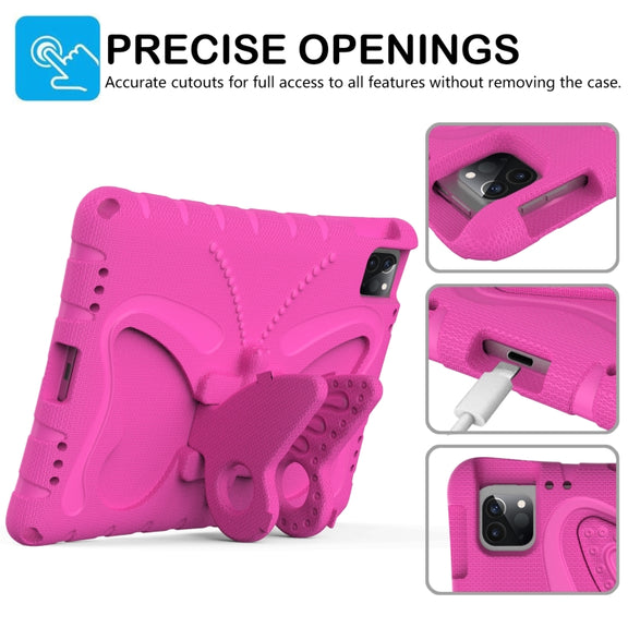 For iPad Air 11 2024 Butterfly Bracket EVA Shockproof Tablet Case(Rose Red)