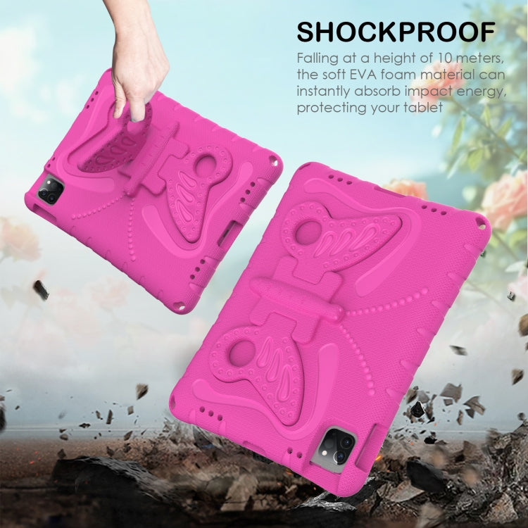 For iPad Air 11 2024 Butterfly Bracket EVA Shockproof Tablet Case(Rose Red)