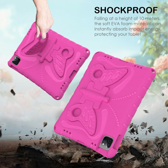 For iPad Air 11 2024 Butterfly Bracket EVA Shockproof Tablet Case(Rose Red)