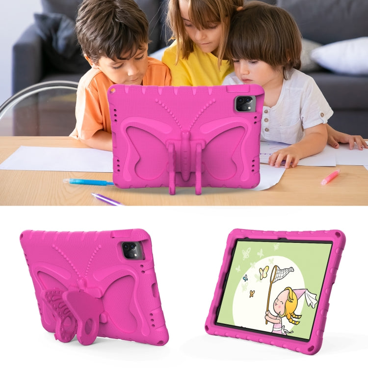 For iPad Air 11 2024 Butterfly Bracket EVA Shockproof Tablet Case(Rose Red)