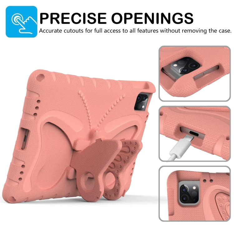 For iPad Pro 11 2024 Butterfly Bracket EVA Shockproof Tablet Case(Pink Orange)
